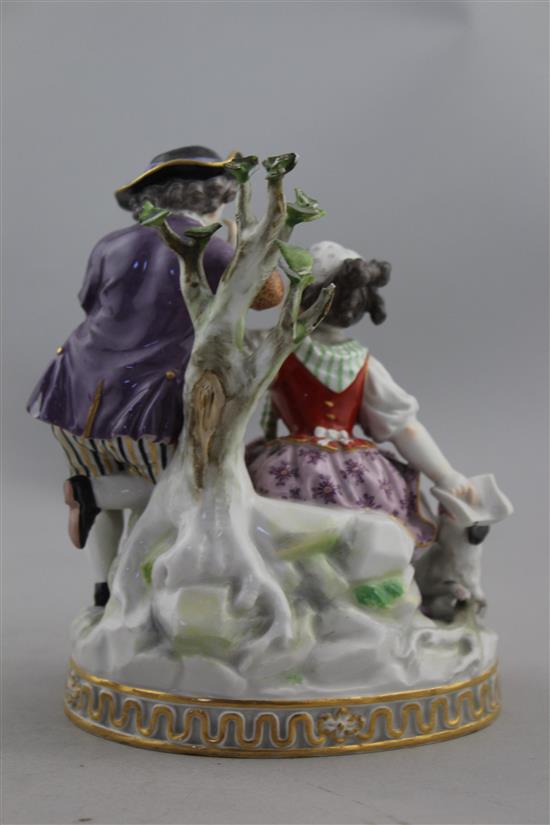 A Meissen gallant group, late 19th / early 20th century, 15.5cm, slight losses